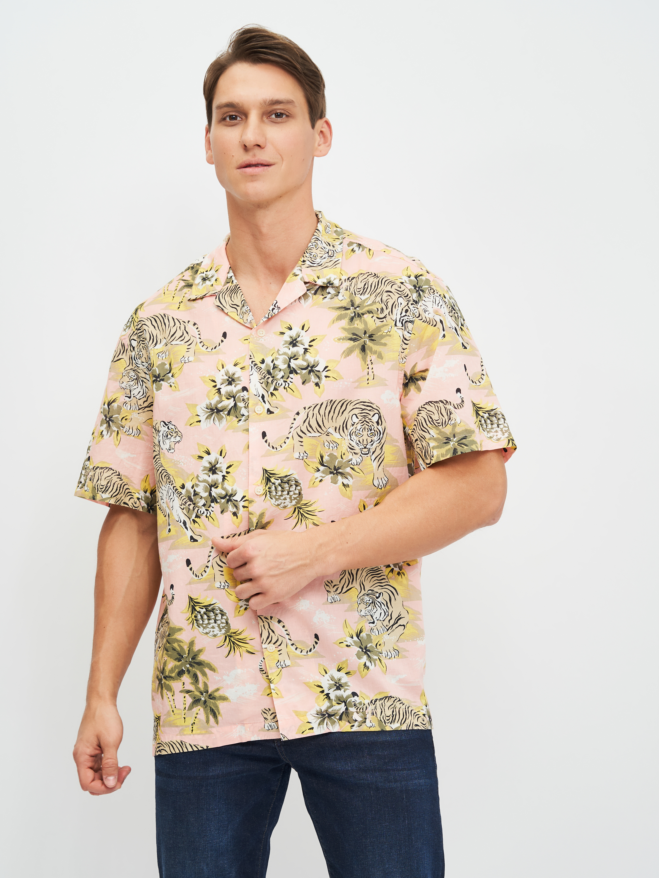 

Рубашка H&M  розовый тигры 24048189861, Рубашка H&M L розовый тигры 24048189861