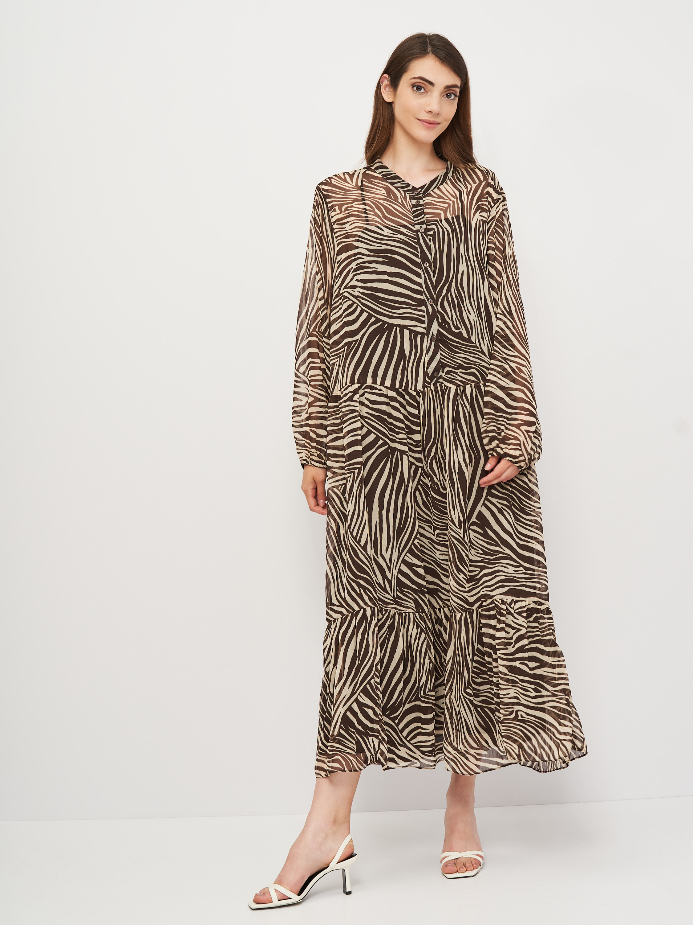 

Платье H&M XL бело коричневый узоры 140585237022