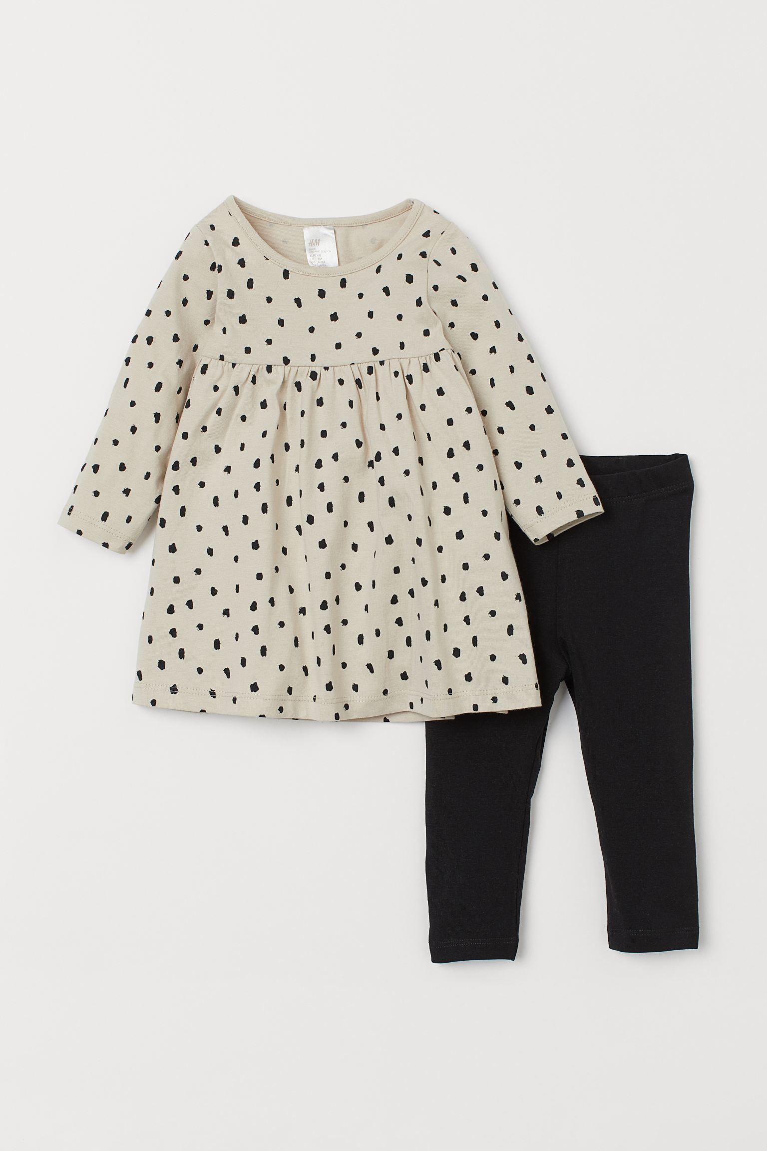 

Комплект (платье, леггинсы) H&M 92см черный, бежевый 9078834352