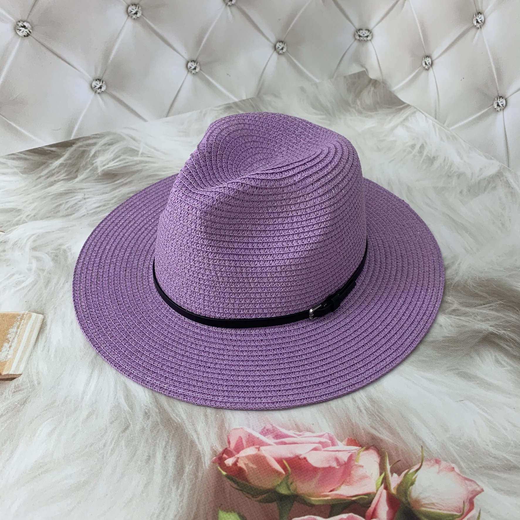 

Летняя шляпа Федора лиловая с ремешком унисекс Tanworders