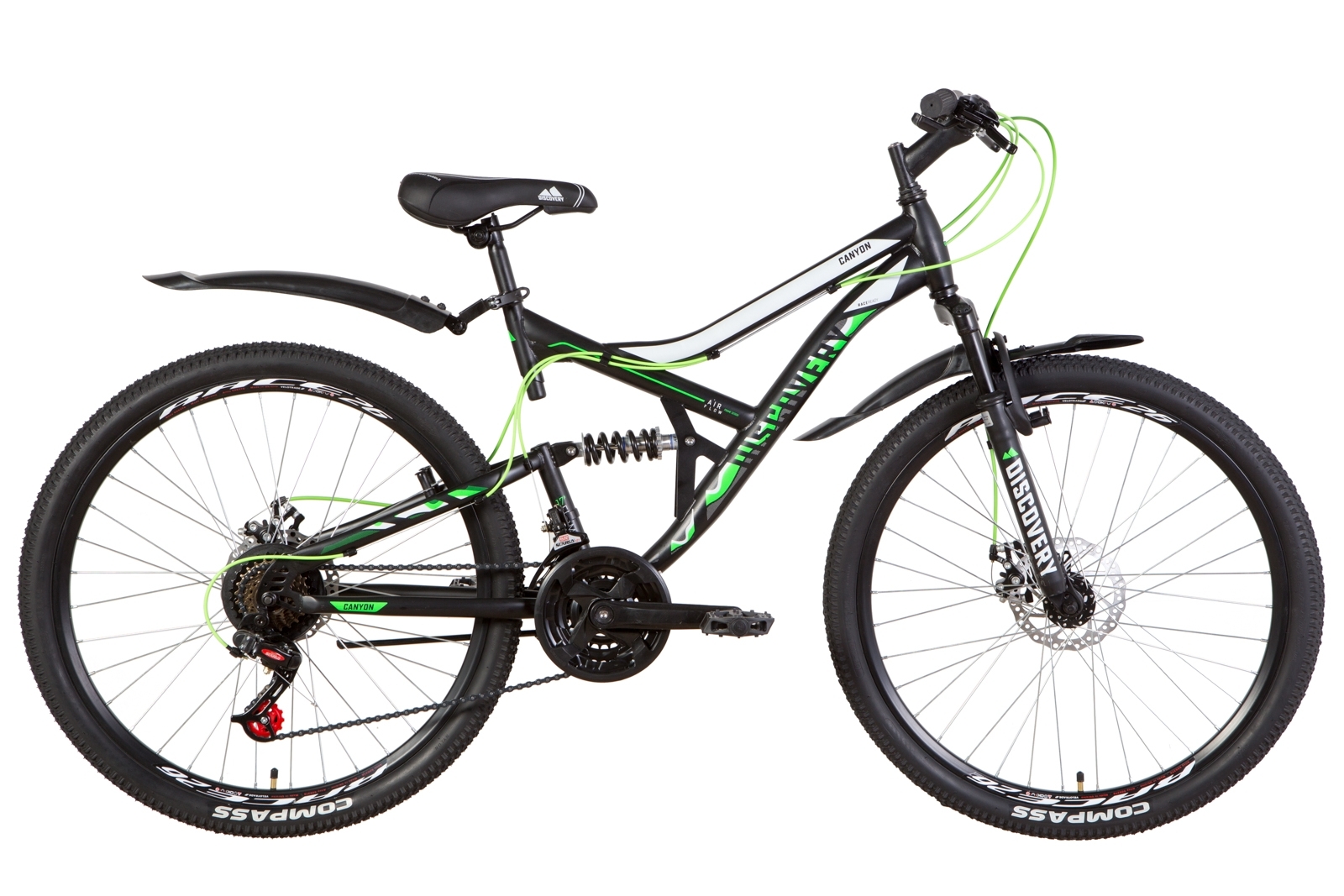 

Велосипед 26" Discovery CANYON DD черно-зеленый с белым (м) 2021