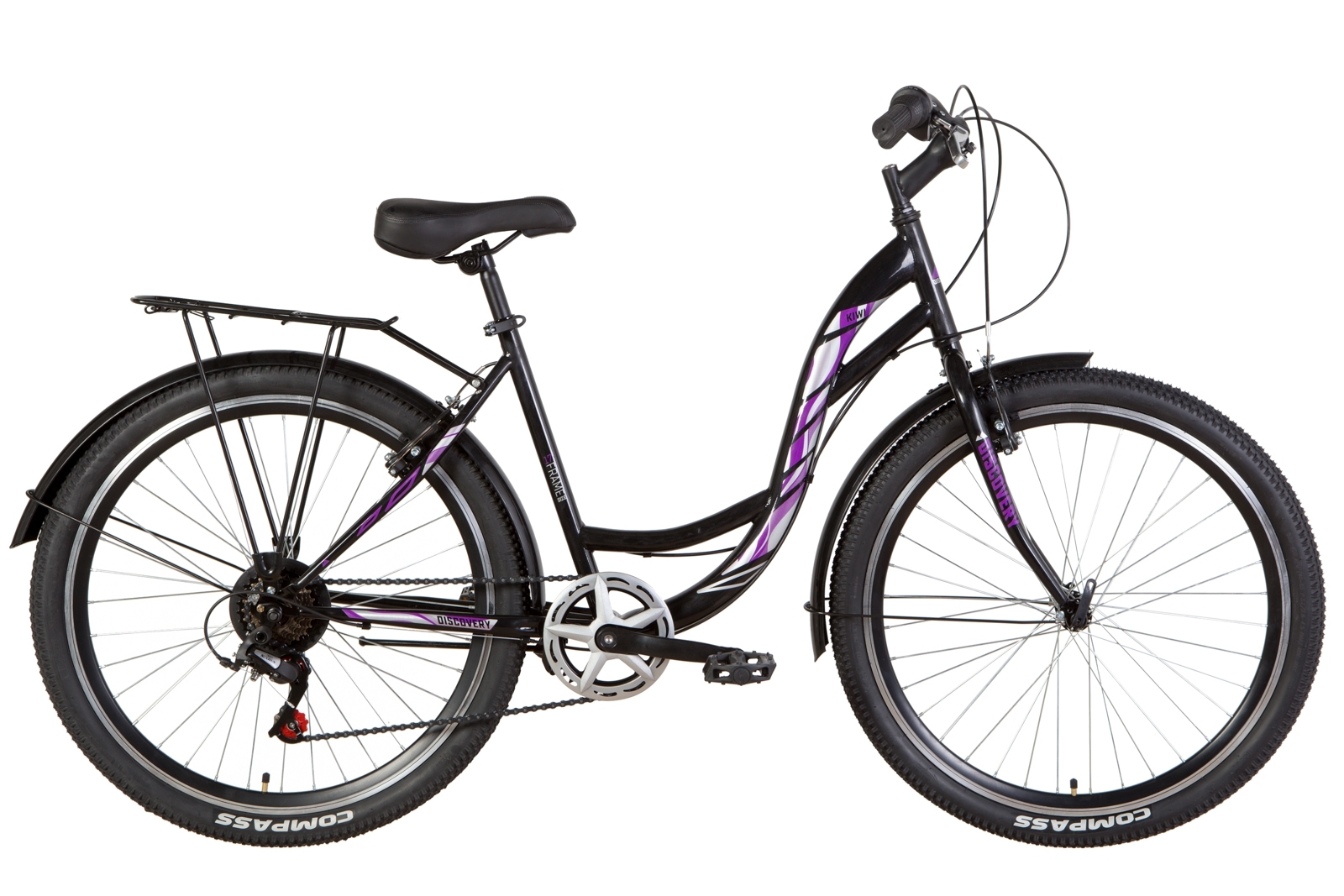 

Велосипед 26" Discovery KIWI черно-фиолетовый 2021