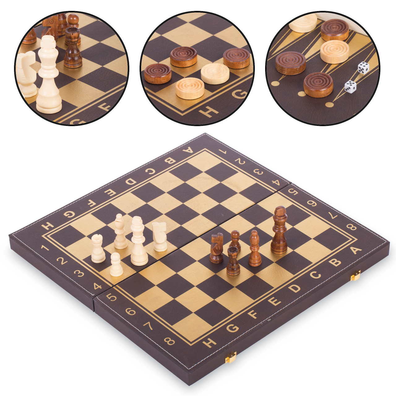

Деревянный набор настольных игр 3 в 1 L3508 шахматы, шашки, нарды