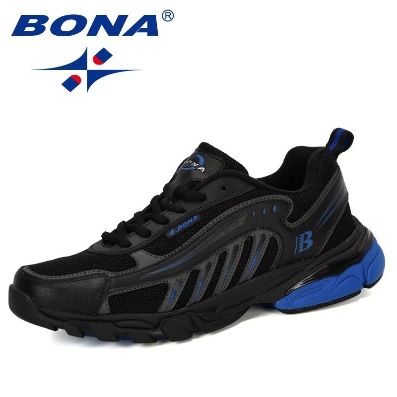

Кроссовки мужские оригинальные Bona 35718-1 черные кожа текстиль 44р