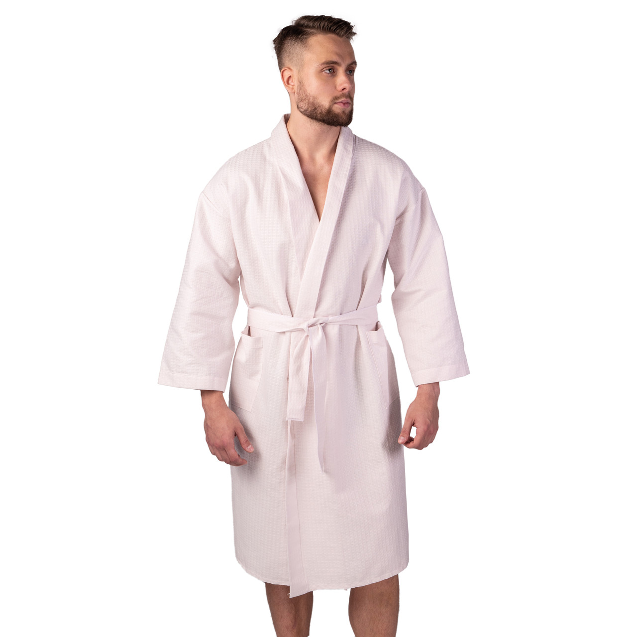 

Вафельный халат Luxyart Кимоно размер (50-52) L 100% хлопок розовый (LS-1402)