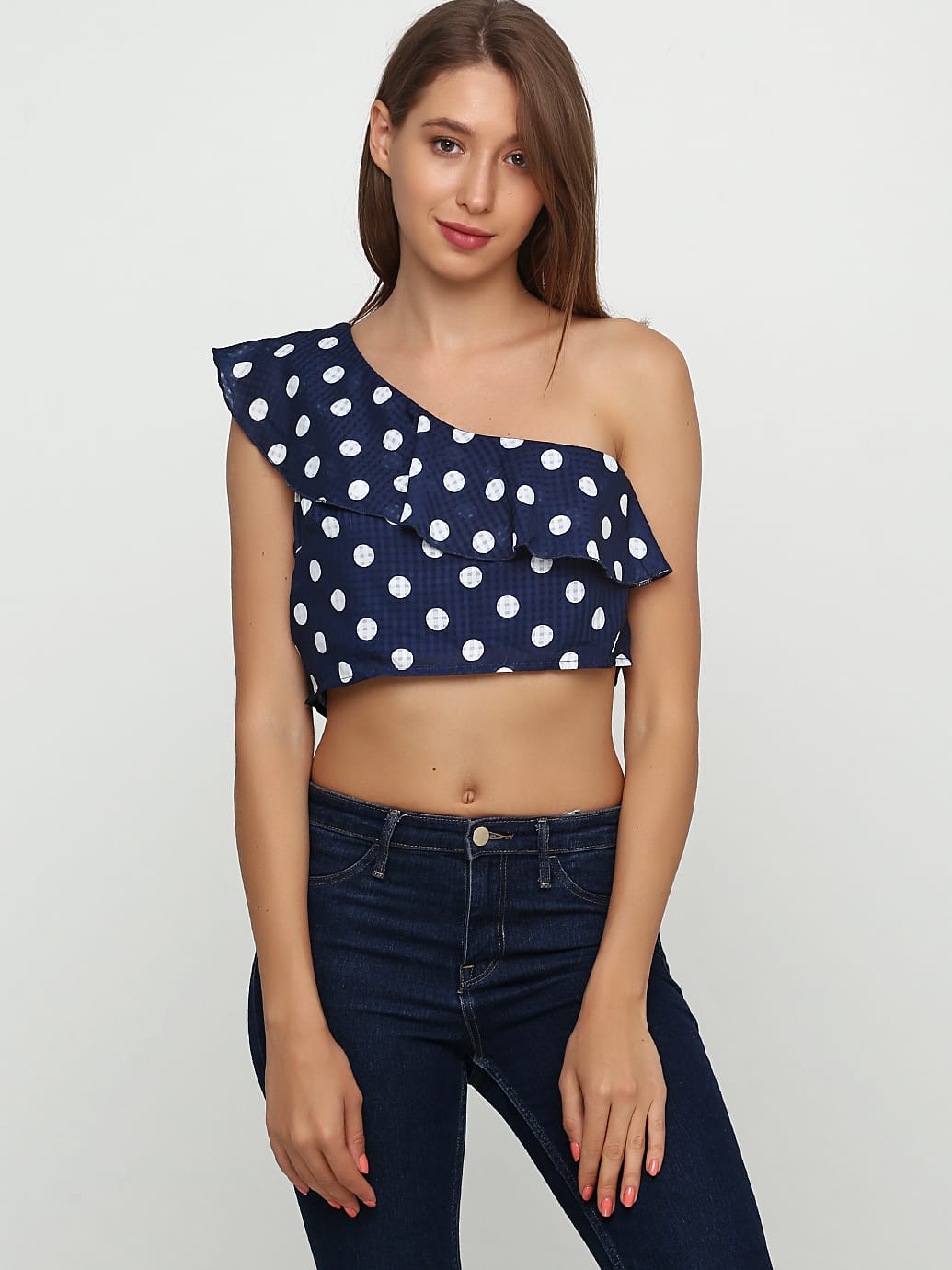 

Топ Boohoo ZU1125186_горошек 42 Синий с белым