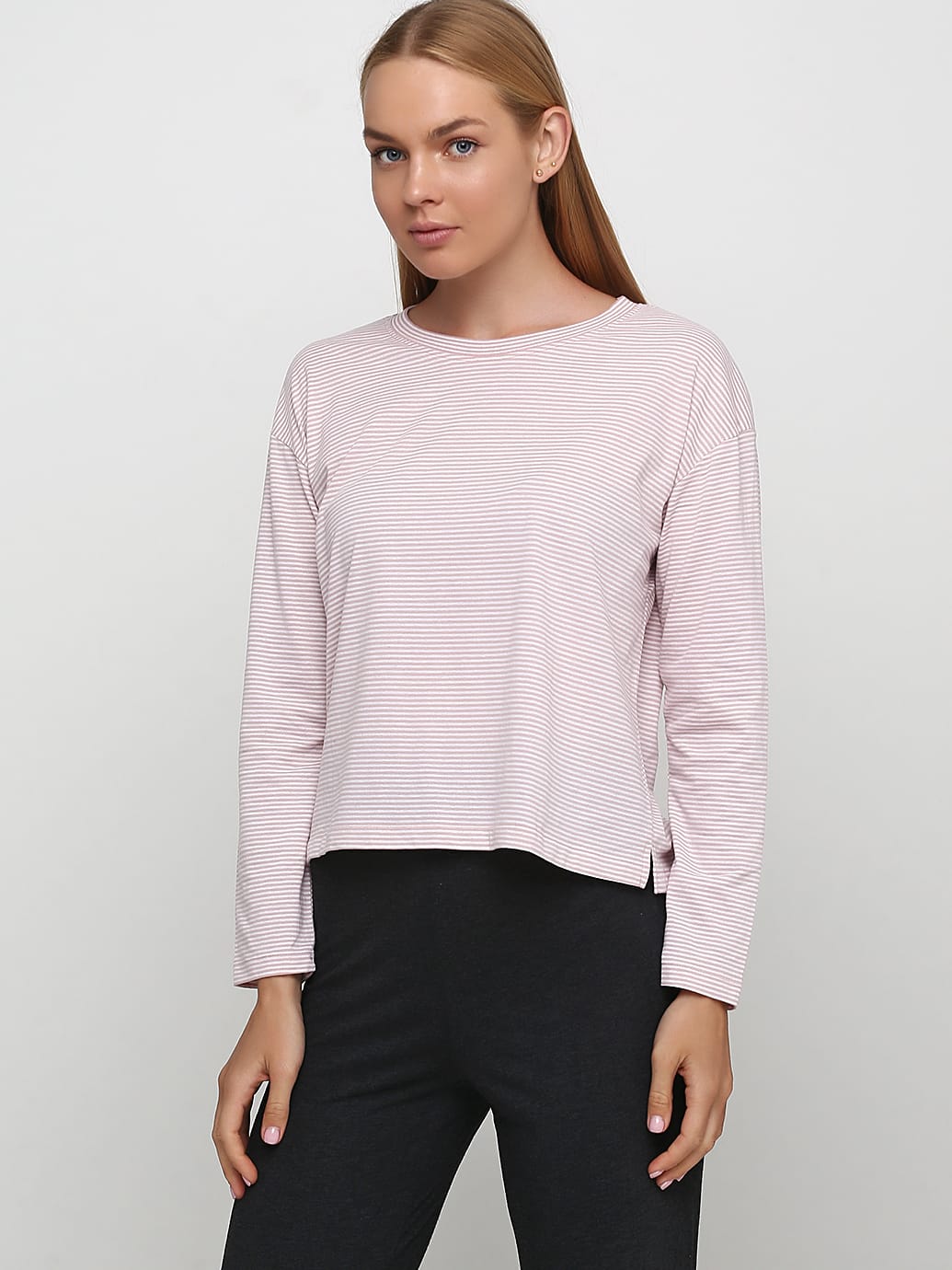 

Лонгслив H&M 0792438_полос S Бледно-розовый с белым