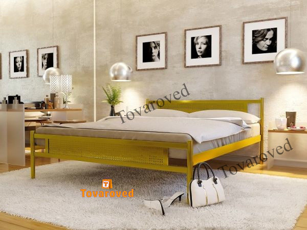 

Кровать двуспальная металлическая 160х200 Метакам Флай New-2 Золото
