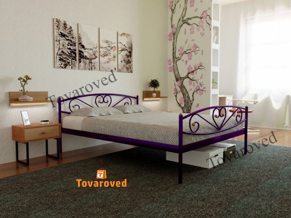 

Кровать полуторная металлическая 140х190 Метакам Милана-2 Фиолетовый