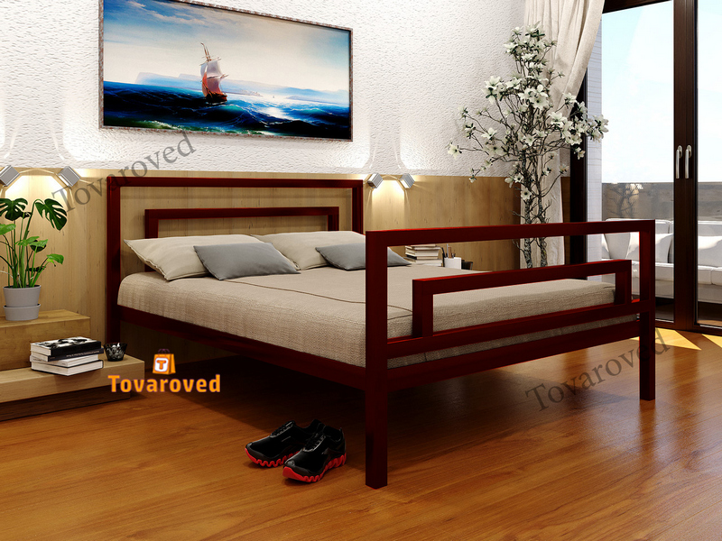 

Кровать полуторная металлическая 120х200 Метакам Брио-2 Красный лак