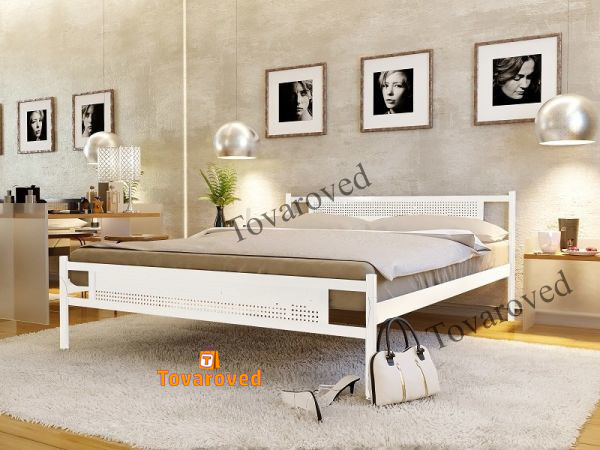 

Кровать двуспальная металлическая 160х190 Метакам Флай New-2 Белый