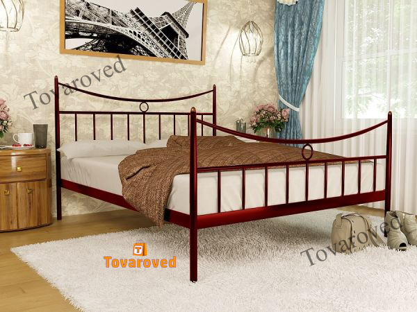 

Кровать полуторная металлическая 120х190 Метакам Париж-2 Красный лак