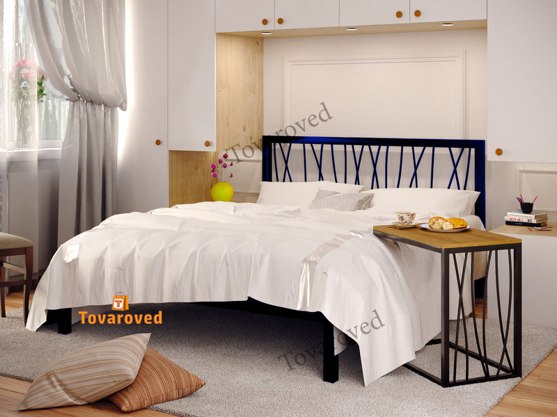 

Кровать полуторная металлическая 140х190 Метакам Бергамо-1 Синий