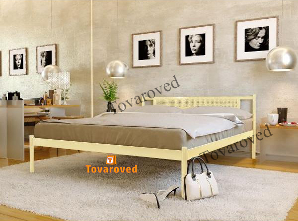 

Кровать двуспальная металлическая 180х190 Метакам Флай New-1 Бежевый