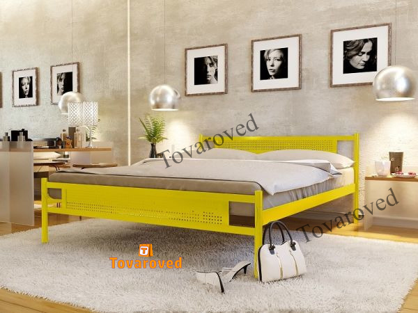 

Кровать двуспальная металлическая 180х190 Метакам Флай New-2 Желтый