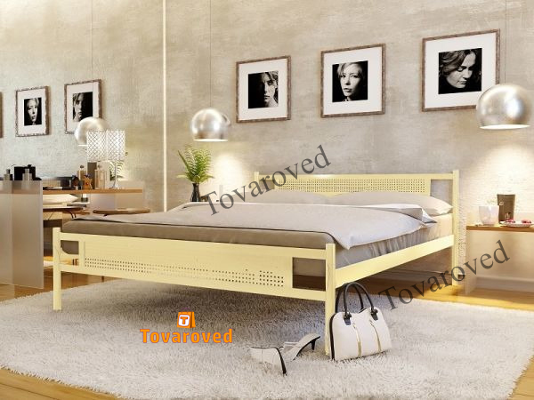

Кровать двуспальная металлическая 180х200 Метакам Флай New-2 Бежевый