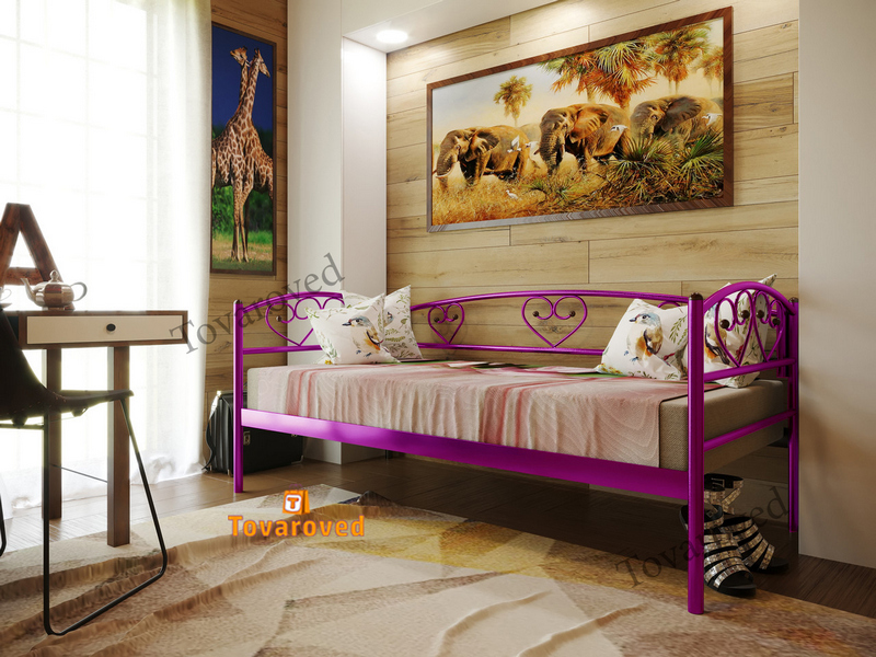 

Кровать односпальная металлическая 120x190 Метакам Дарина люкс Фиолетовый