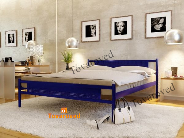 

Кровать двуспальная металлическая 160х190 Метакам Флай New-2 Синий