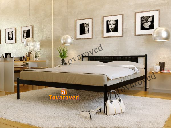 

Кровать двуспальная металлическая 180х190 Метакам Флай New-1 Черный матовый