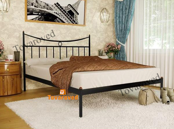 

Кровать двуспальная металлическая 180х200 Метакам Париж-1 Черный матовый