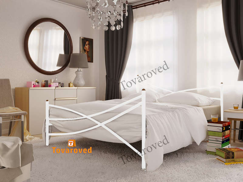 

Кровать полуторная металлическая 140х190 Метакам Лиана-2 Белый