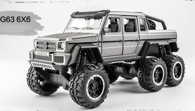 

Модель автомобиля из сплава Mercedes-Benz G63 серый внедорожник шестиколесная дверь
