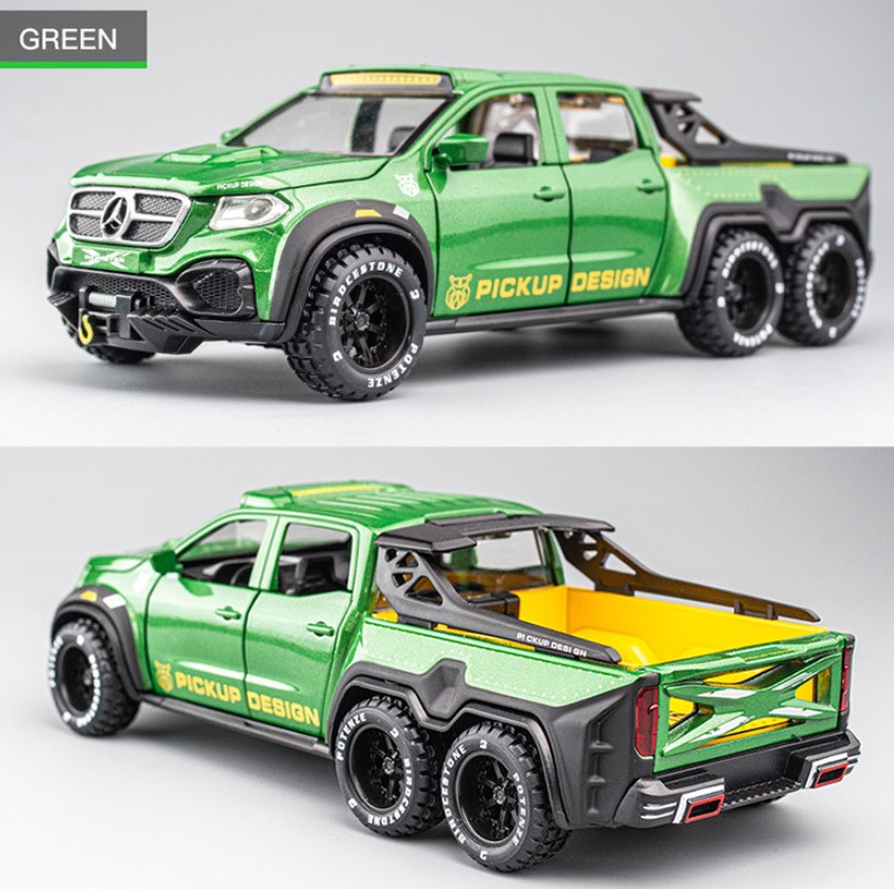 

Модель легкового автомобиля пикап Mercedes-Benz 1:28 зеленый