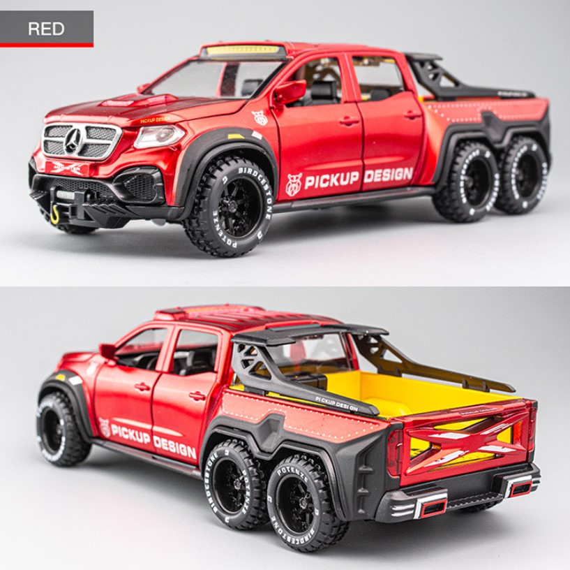 

Модель легкового автомобиля пикап Mercedes-Benz 1:28 красный