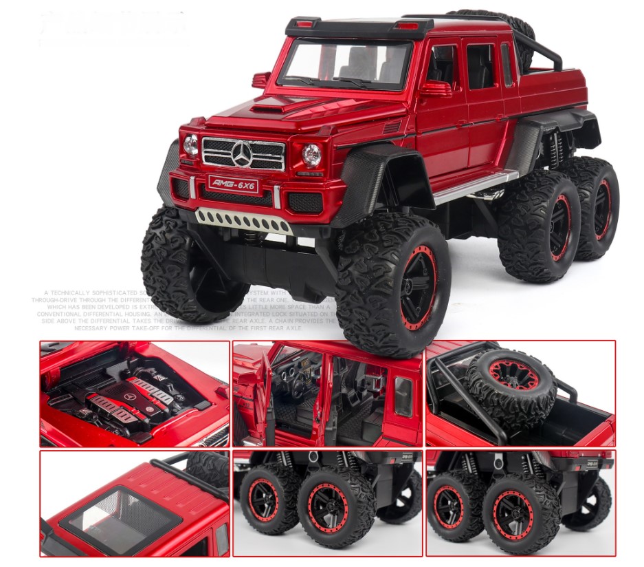 

Модель автомобиля из сплава красный 1:22 Daben G63 6x6 внедорожник