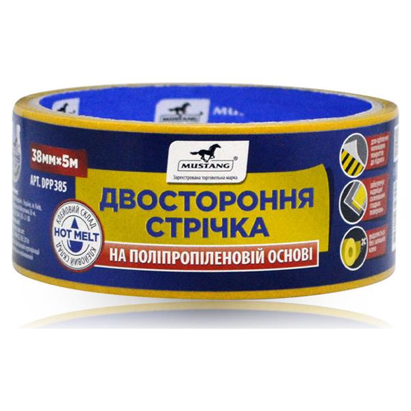 

Скотч двухсторонний Mustang 38 мм x 5 м полипропилен (DPP385)