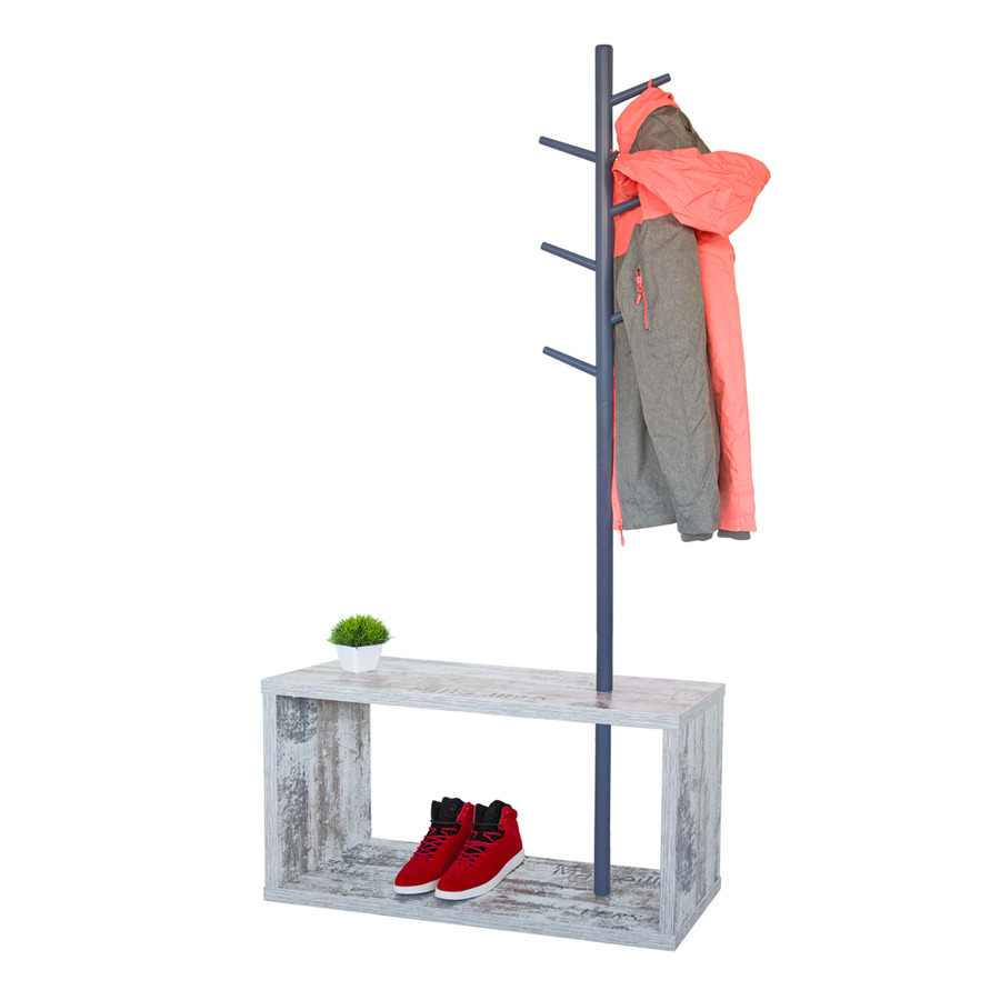 

Напольная вешалка с банкеткой Fenster Калипсо Кантри-серый