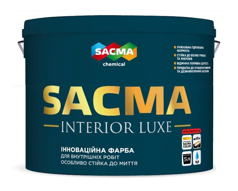 

Краска латексная SACMA INTERIOR LUXE интерьерная транспарентная 5л