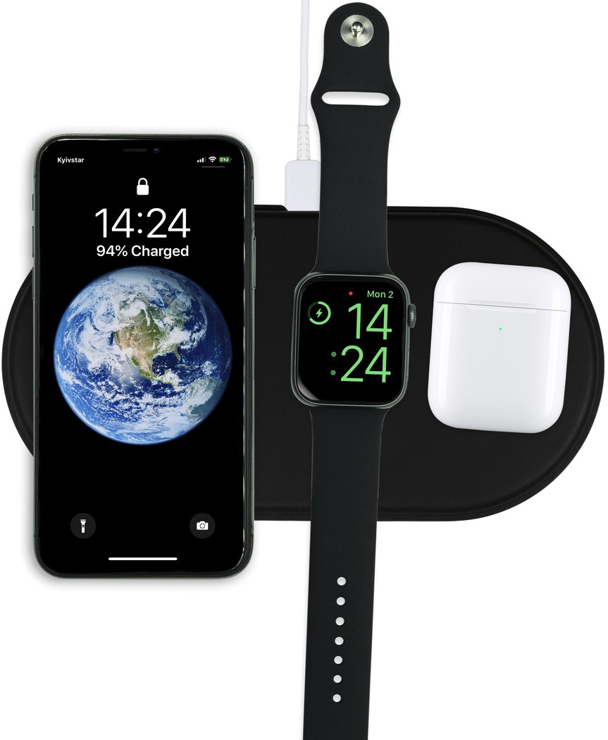 

Беспроводное зарядное устройство Ailink AirPower 3 в 1 с технологией QI Fast Charge Черное (AI-AirPower2Bk)
