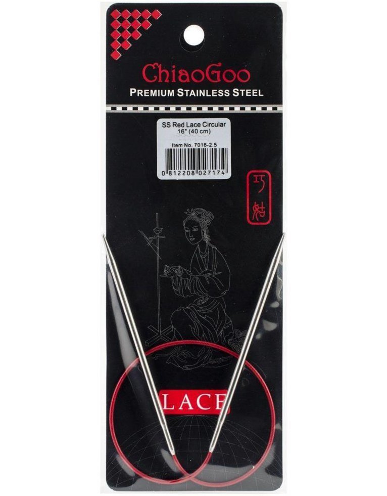 Круговые стальные спицы Chiaogoo red lace, 40 см (16") 1,75 мм – фото ...