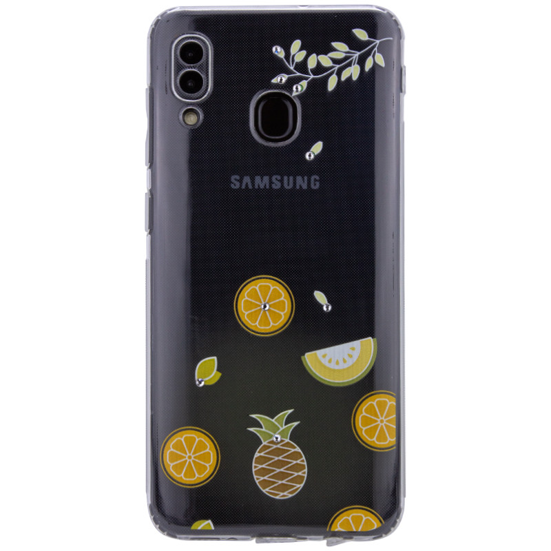 

TPU чехол Epik Luxure Diamond full protective для Samsung Galaxy A20 / A30 Желтый / Тропические фрукты