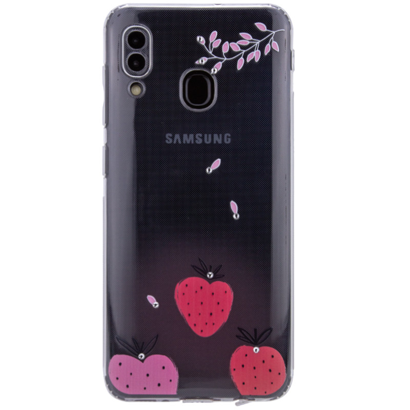 

TPU чехол Epik Luxure Diamond full protective для Samsung Galaxy A20 / A30 Красный / Клубника