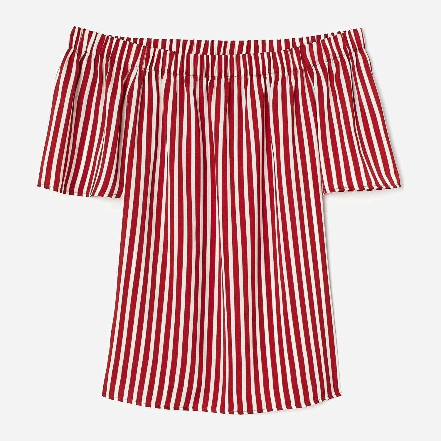 

Топ H&M 7345690-ACBV 38 Бордовый с белым