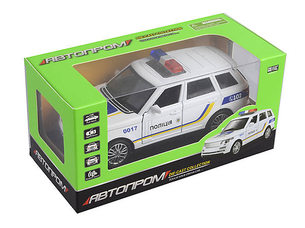 

Машинка Автопром полиция 1:32 LAND ROVER инерционная звук, свет 7844-2