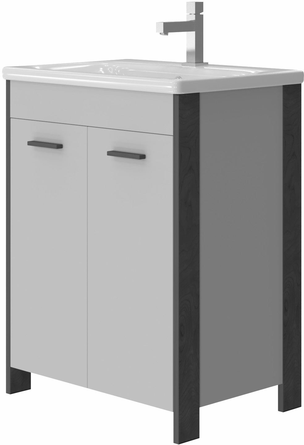 

Тумба JUVENTA Brooklyn Br-65 серая с умывальником Soft-65