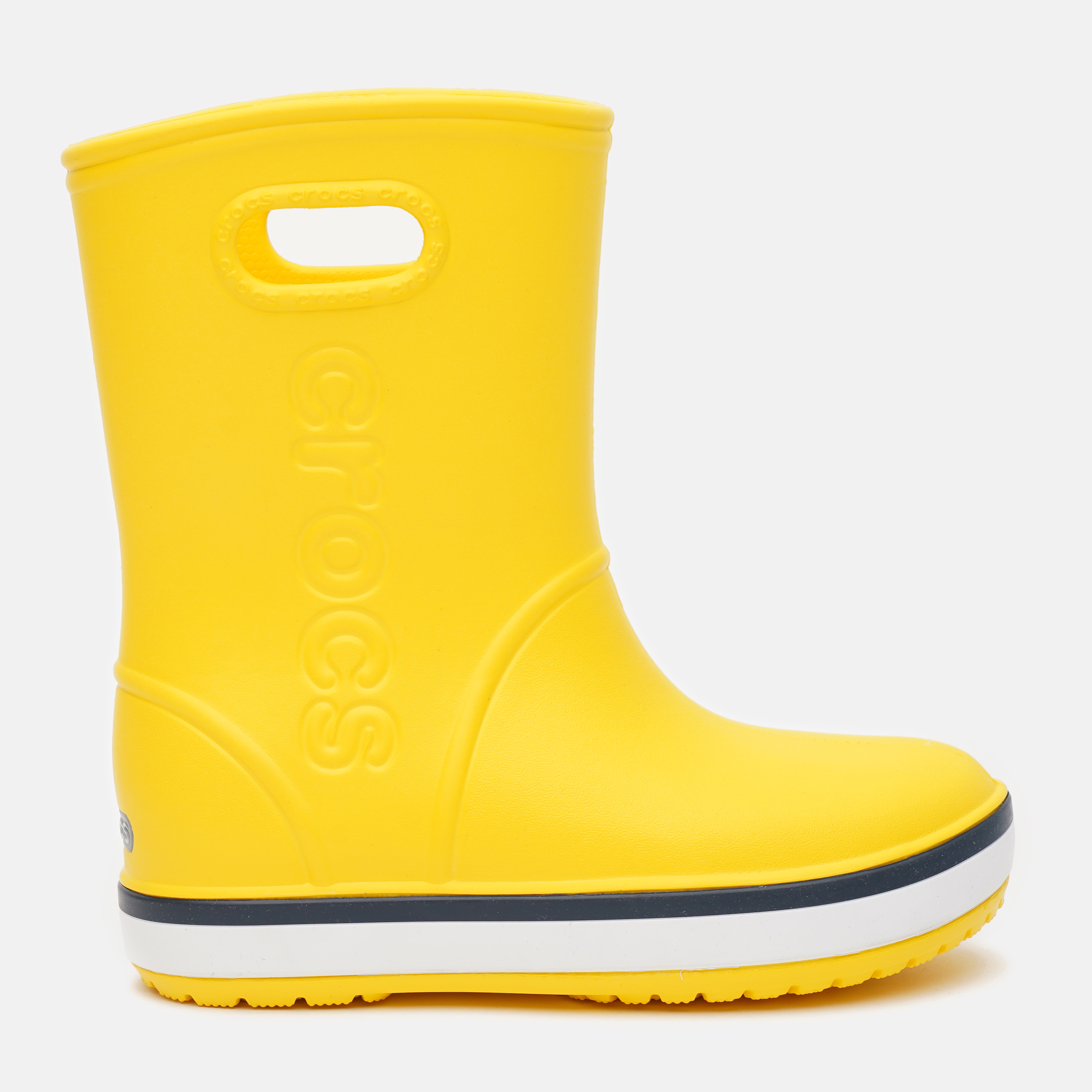 Акція на Резиновые сапоги Crocs Kids Crocband Rain Boot 205827-734-C12 29-30 Yellow/Navy (191448404861) від Rozetka UA