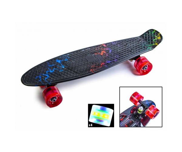 

Пенниборд с рисунком (Penny Board Print Light), Молния со светящимися колесами