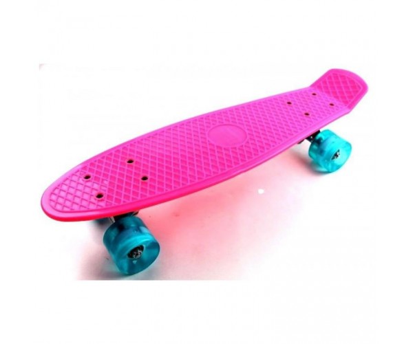 

Пенниборд (Penny Board Light) 22, Розовый с бирюзовыми светящимися колесами