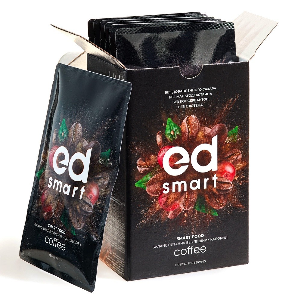 

Коктейль со вкусом свежесваренного эспрессо Energy Diet ED Smart 3.0 Coffee сбалансированное питание для снижения веса 7 пакетиков-саше (73574)