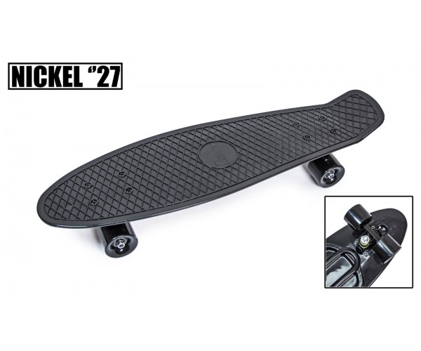 

Пенниборд Nickel удлиненный (Penny Board) Черный с черными колесами