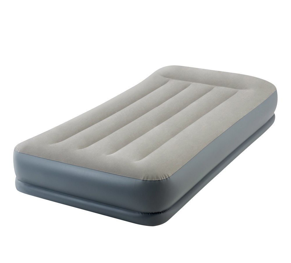 

Надувная односпальная кровать Intex 64116 Pillow Rest Mid-Rise Airbed с подголовником, встроенным электронасосом (191х99х30) серая (it-64116)