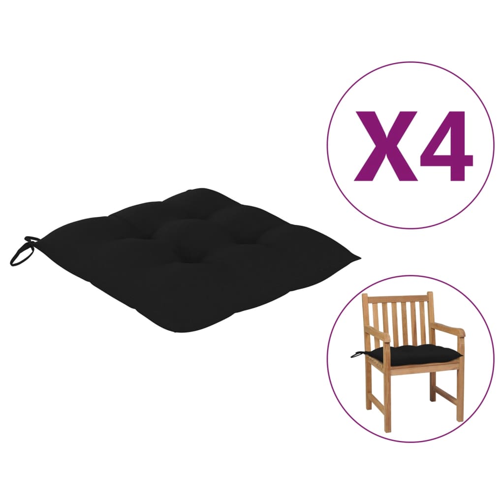 

Подушки на стільці Shumee 4 шт чорні 50x50x7 см тканина 314918