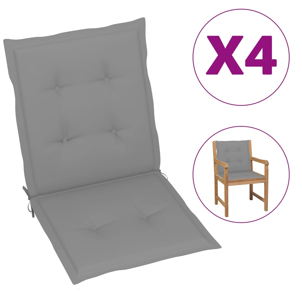 

Подушки для садового стільця Shumee 4 шт сірі 100x50x3 см 47551