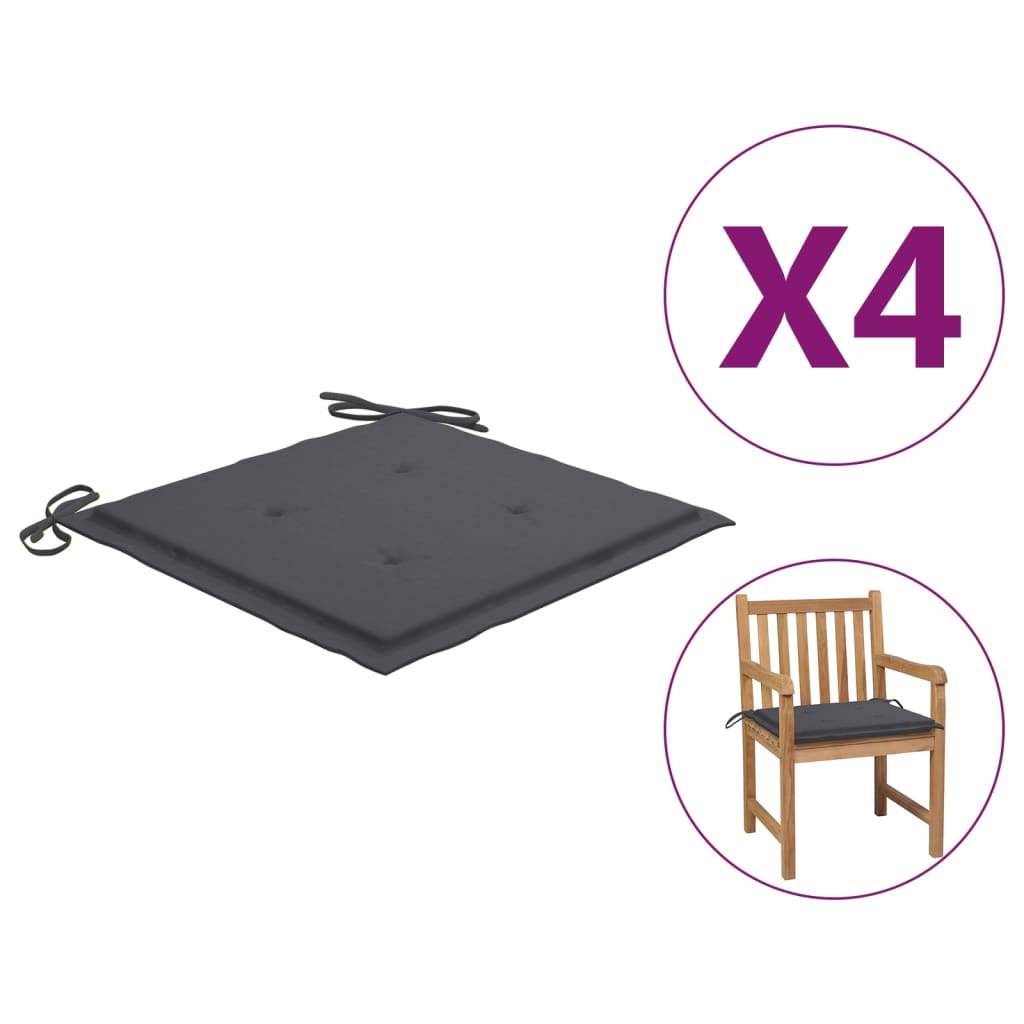 

Подушки для садових стільців Shumee 4 шт. Антрацит 50x50x4 см. 314038