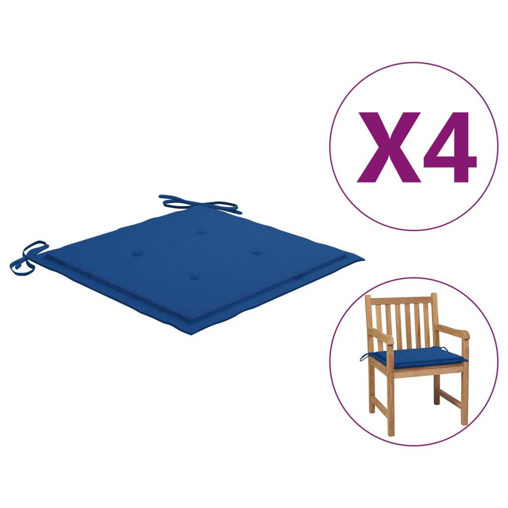 

Подушки для садового стільця Shumee 4 шт. Сині 50x50x4 см 314060