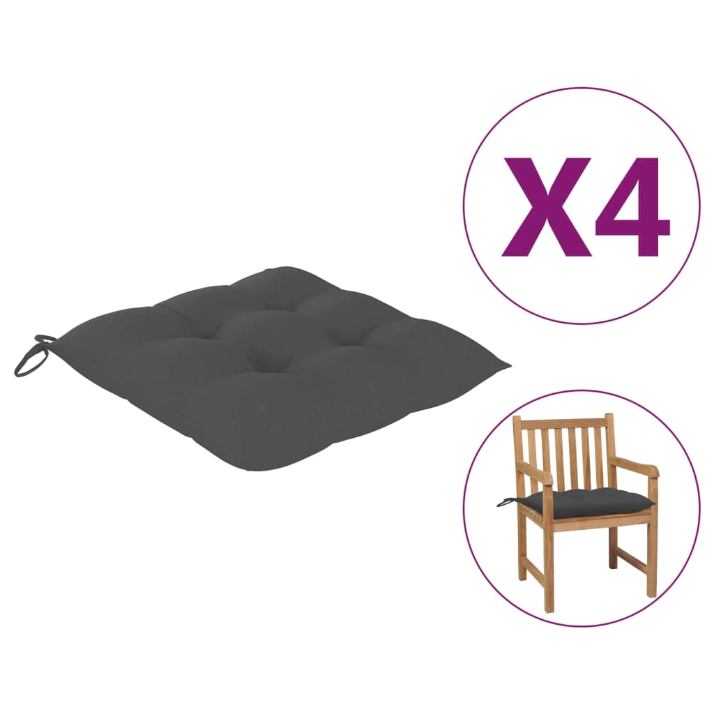 

Подушки на стільці Shumee 4 шт антрацит 50x50x7 см тканина 314897